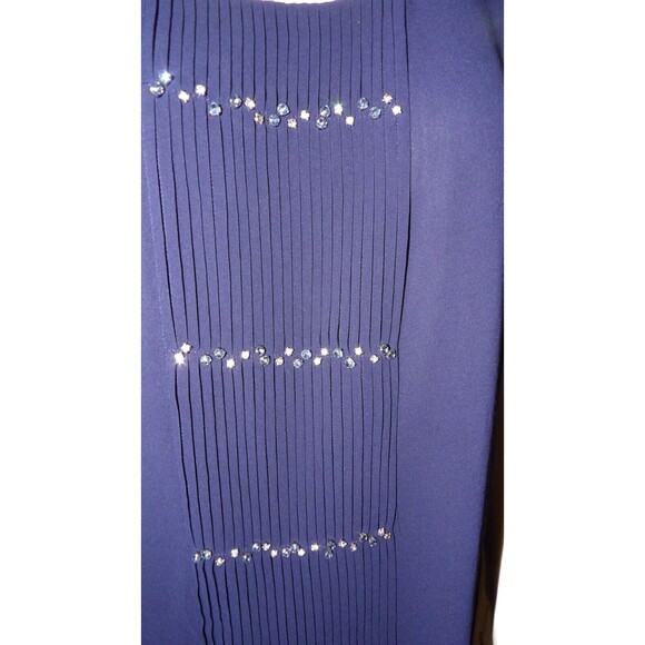 Coldwater Creek Navy Blue Embellished Rhinestone Tank Size M 10-12 Layered Slits - Picture 2 of 11
